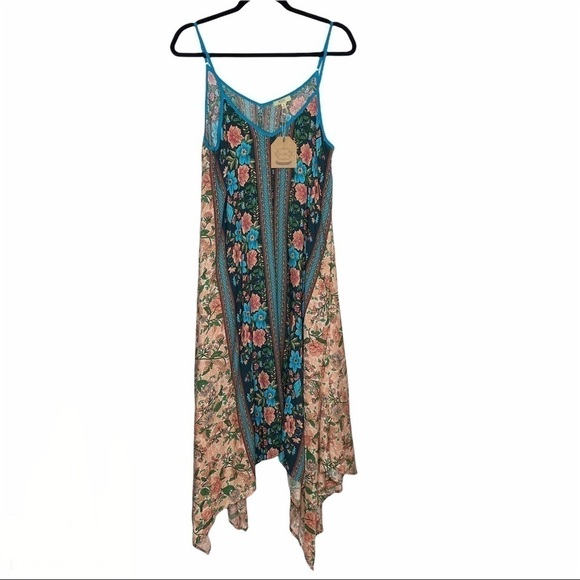 NWT Kori Flower Mixed Dress Handkerchief Hem med - Picture 8 of 13